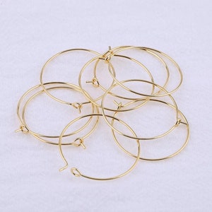 10pcs(5pairs)18K Gold Plated Stainless Steel Hoop Earrings|Hoop Earring for Jewelry Making|Dangle Earring|Jewelry Making 20mm 25mm 35mm 40mm