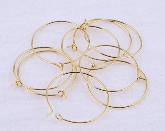 10pcs(5pairs)18K Gold Plated Stainless Steel Hoop Earrings|Hoop Earring for Jewelry Making|Dangle Earring|Jewelry Making 20mm 25mm 35mm 40mm