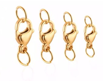 5pcs 18K Gold Filled Lobster Clasps with Jump Ring, Hook Clasps with Jump Rings, Connector Clasps, Necklace Findings Jewelry Making