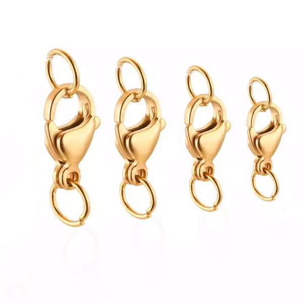 5pcs 18K Gold Filled Lobster Clasps with Jump Ring, Hook Clasps with Jump Rings, Connector Clasps, Necklace Findings Jewelry Making