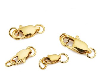 1pc-18K Gold Filled Rectangular Lobster Clasp|Lobster Clasps with Jump Rings|Connector for Bracelet|Findings for Jewelry Making 9/11/13/15mm