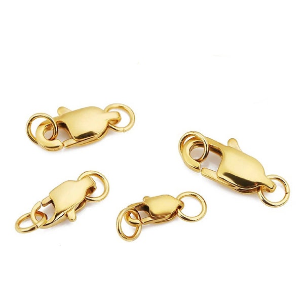 1pc-18K Gold Filled Rectangular Lobster Clasp|Lobster Clasps with Jump Rings|Connector for Bracelet|Findings for Jewelry Making 9/11/13/15mm