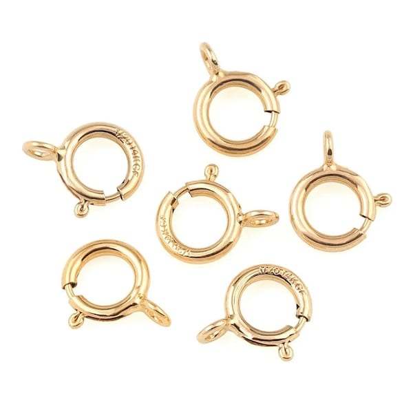 5pcs-14K Gold Filled Spring Clasps/Spring Ring Clasps/Wholesale Supplies for Jewelry Making/Hooks/Duo Connection/5mm 5.5mm 6mm
