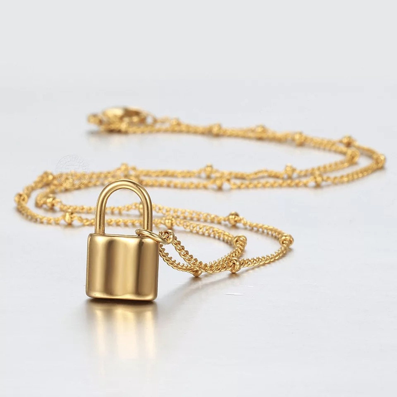 LOCK NECKLACE lock pendant 18K gold filled necklaces Gold Etsy