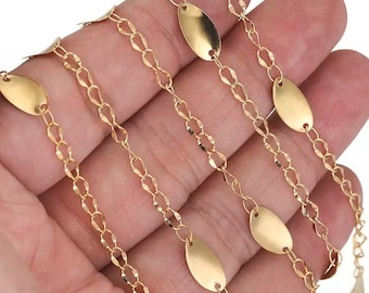 18K Gold Filled Oval Chain|Oval Glitter Chain|Oval Link Chain|Cuban Link Chain|Wholesale Chains for DIY,Necklace,Bracelet,Jewelry Making|3mm