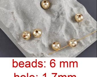 10pcs 18K Gold Filled Round Bead Spacer Beads Beads For Jewelry Making , 6mm