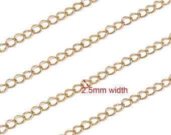 18K Gold Filled Extension Chain, Chains For DIY Bracelet, Chain Accessories Jewelry Making Crafts, 2.5mm Widths, Wholesale Chains