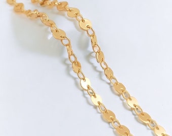 14k Gold Filled Glitter Chain/Disc chain round discs/Ankle Bracelet|Necklaces/Jewelry Making Supplies|Wholesale Chains 4mm