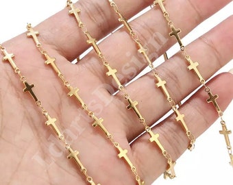 18K Gold Filled Cross Link Chain|Cross Chain|Link Chain|Wholesale Chains for DIY,Necklace,Bracelet,Bulk Chain Jewelry Making|5mm