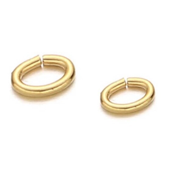 20pcs - 18K Gold Filled Oval Jump Rings, Solid Oval Jump Rings, Split Rings Connectors, For Jewelry Making, Bracelets & Necklaces, 3x4/4x6mm