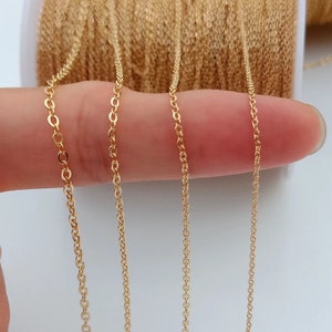 18k Gold Filled Flat Cable Chain/Gold Filled Chain by the FootBulk Chain for Permanent Jewelry Making/Necklaces/Bracelets/DIY/Wholesale image 2