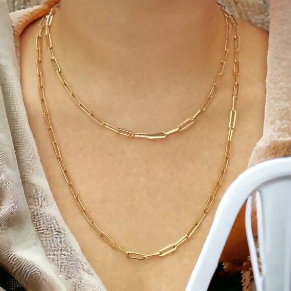 Gold filled paperclip on sale chain