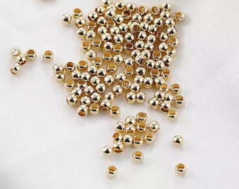 10 Stück - 14 Karat Gold gefüllte Quetschperlen, Quetschperlen, Quetschperlen, Stopper, Zwischenperlen, Heimwerken, Schmuckherstellung, Zubehör, 2 mm, 3 mm