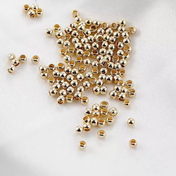 10pcs - 14K Gold Filled Crimp Bead, Crimp Bead, Crimp End Covers, Stopper, Spacer Beads, DIY, Jewelry Making, Supplies, 2mm, 3mm