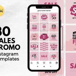 30 Sale Promotion Social Media Templates | Marketing Templates | Editable Canva Templates | Instagram Post