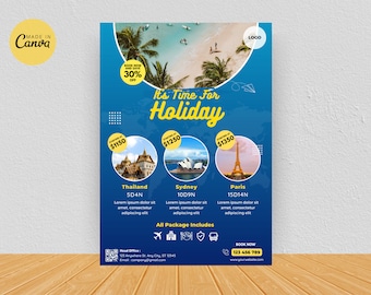 Plantilla de volante para agencia de viajes / Diseño editable en Canva