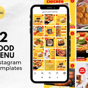 12 Restaurant Instagram Templates in Canva. Foodie Templates. Canva Templates. Canva Social Media Templates.