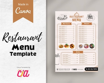 Plantilla de Canva para menú de restaurante vintage: Diseño editable para cafetería (A4)