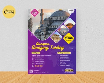 Plantilla de volante para agencia de viajes / Diseño editable en Canva