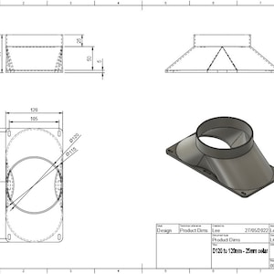 Double 120mm fan duct shrouds to 120mm hose adaptor digital file