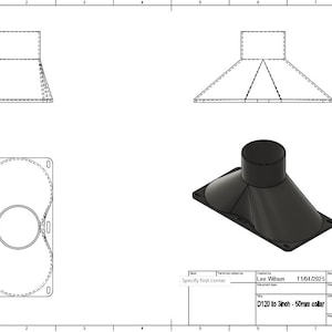 Double 120mm fan duct shrouds to 3 inch hose adaptor digital file