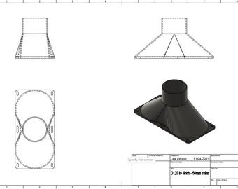 Double 120mm fan duct shrouds to 3 inch hose adaptor digital file