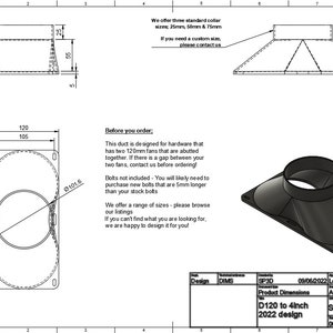 Double 120mm fan duct shrouds to 4 inch hose adaptor digital file