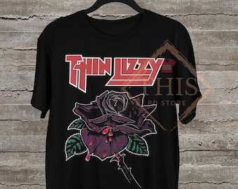 Thin Lizzy Black Rose vintage tshirt unisex famous design women and men tee vintage