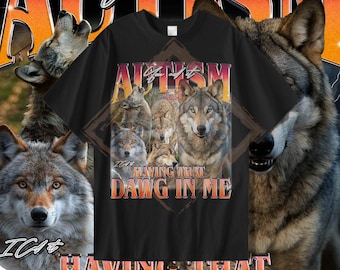 Retro That Dawg In Me Funny Shirt, Retro 90s Wolf Tshirt, Graphic tshirt, Autism Awareness Hoodie, Unisex Loyal Wolf Moon Tee