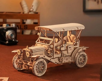 Vintage Car 3D Wooden Puzzle, Mechanical Model Kit