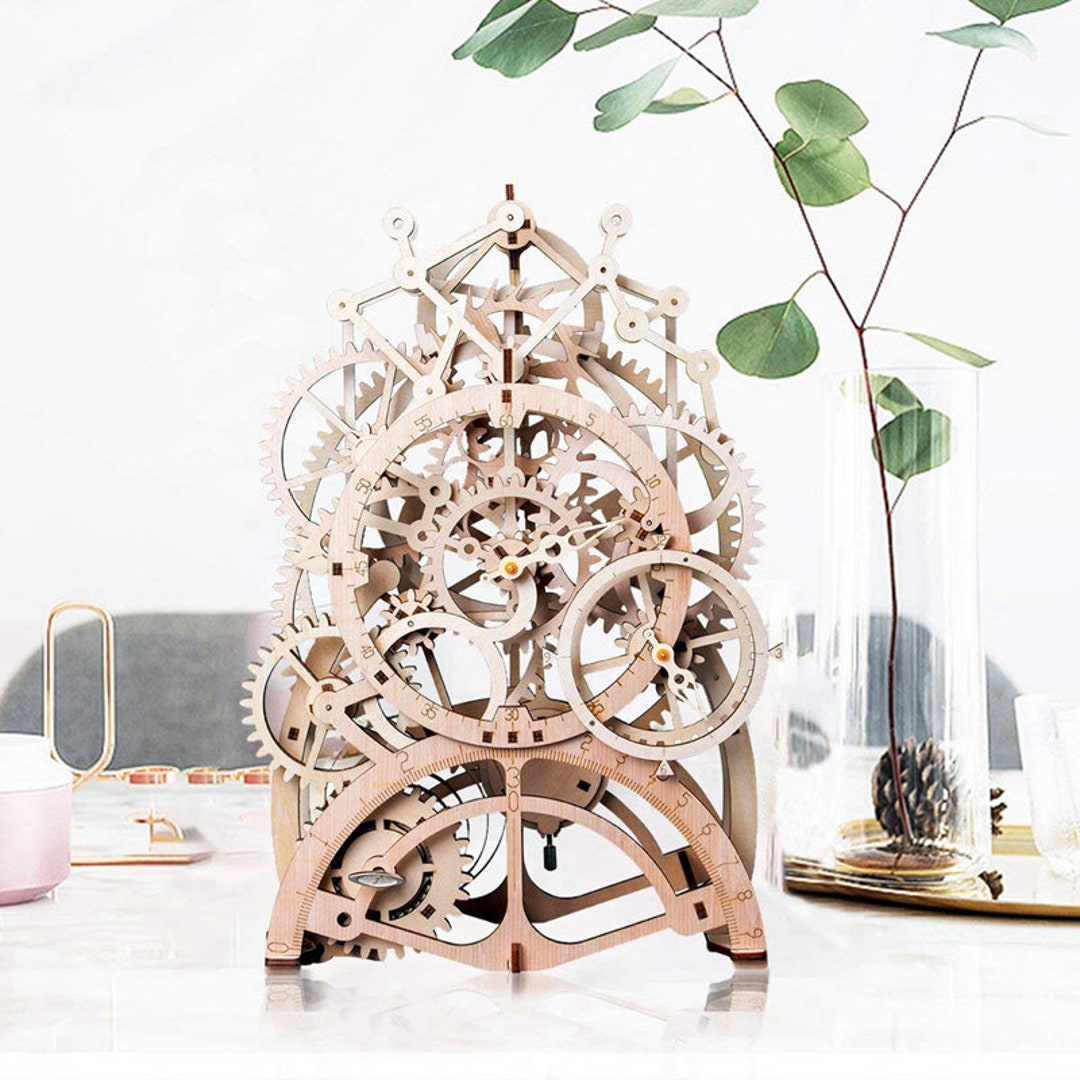 Pendulum Clock 3D Puzzle, Wooden Mechanical Model Kit, Art Collectible ...