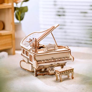 Self Playing Piano, MUSIC BOX, 3D Puzzle, Wooden Mechanical Model Kit, Instrument Unique Present, Art Collectible, Home Decor, Gift