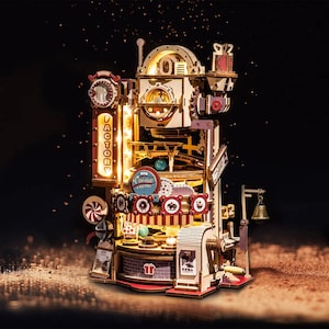 DIY Chocolate Factory 3D Puzzle, Wooden Mechanical Model Kit, Toy Fun Game Robot, Art Collectible, Home Decor, Gift