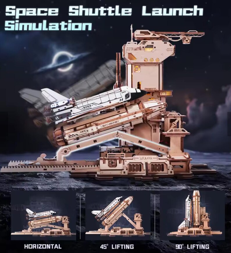 Space Shuttle, Wooden Mechanical Model Kit, 3D Puzzle Toy - Etsy