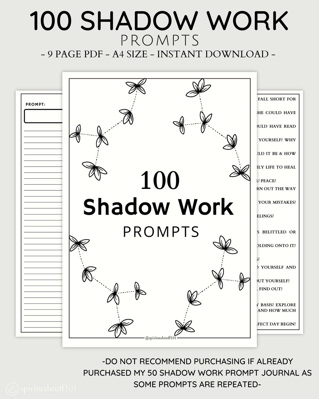 100 Shadow Work Prompts, Instant Download, Shadow Work, Printable ...
