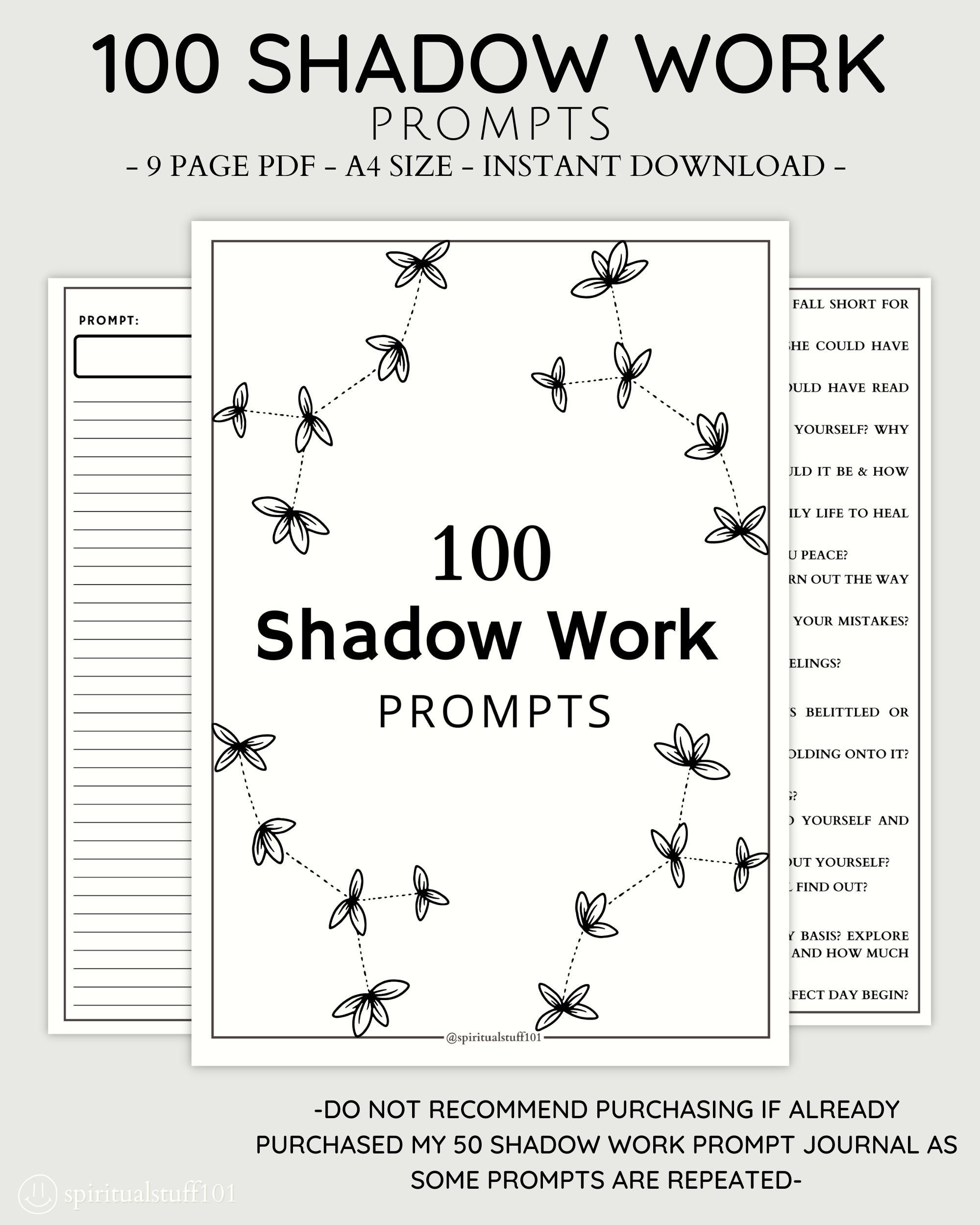 100 Shadow Work Prompts, Instant Download, Shadow Work, Printable ...