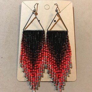 Miyuki delica ombré seed bead fringe earrings