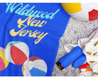Wildwood NJ Beach Towel - Fun Summer Beach Towel - Pool Towel - Vacation Towel - New Jersey Tourist Gift - Wildwood Beach Sign - NJ Shore