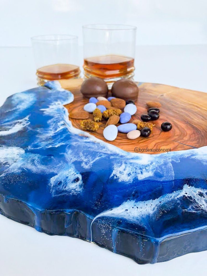 Unique Resin Board Resin Art Olive Wood Cheese Board Etsy