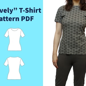 Size Range 1 - &quot;Lovely&quot; T-Shirt Pattern, Semi-Fitted T-Shirt PDF Pattern Download