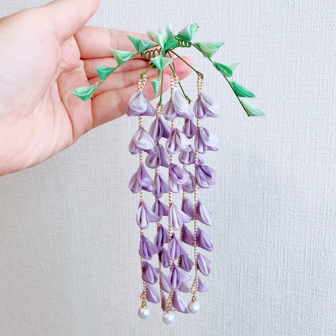 Wisteria Dangle Kanzashi Flower / Wisteria Flower Tsumami Etsy