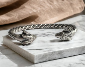 Viking Bracelet, Ram Head Bracelet, Viking, Boyfriend Bracelet, Cuff Bracelet, Silver Bangle, 6th Anniversary Gift, Gifts for Boyfriend