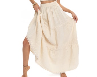 Maxi Skirt, Edwardian Skirt, Petticoat, Renaissance Skirt, Muslin Fabric, Long Skirt, Long Flowy Skirt, Boho Skirt, Mothers Day Gifts