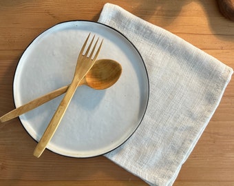 Natural Linen Napkins, Handmade Soft Linen Napkin Set for Dining Tables, Eco-Friendly, Reusable Washcloths, Zero Waste
