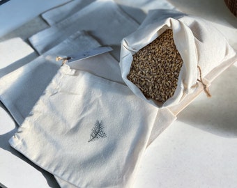 Sacchetto con coulisse in cotone biologico, sacchetti multiuso, set triplo, sacchetto riutilizzabile per prodotti, cucina a zero sprechi, ottimo per imballaggio e stoccaggio