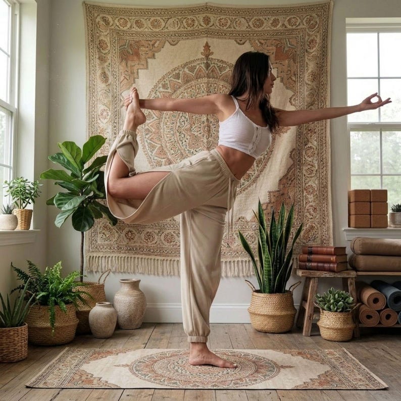 Pantalón Ventana, Pantalones de Yoga, Pantalones 100% Algodón, Pantalones con Abertura Lateral, Ropa Orgánica, Ropa Boho de Verano, Pantalones para Mujer, Regalos de Yoga imagen 10