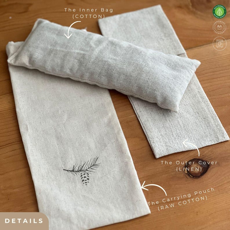 Flax seed eye pillow for natural stress relief and calming effect