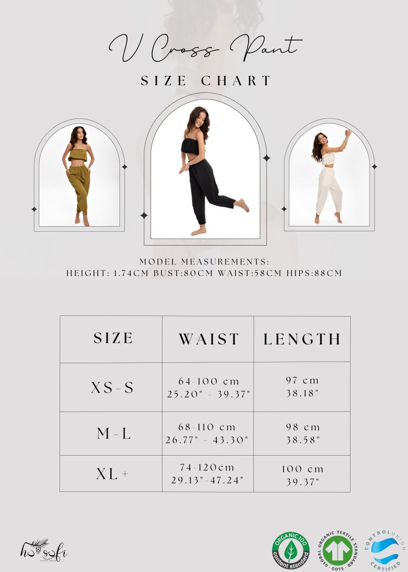 V cross pant size chart