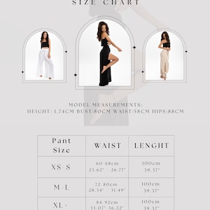 Freeside pant size chart