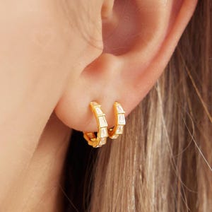 Bezel Huggie Hoop & Half Hoop Earrings, Dainty Pave Hoop Earring Set, Classic Everyday Ear Stack, Sterling Silver Diamond Hoop, Gift for Her